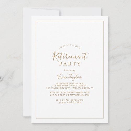 Minimalist Gold Retirement Party Invitation