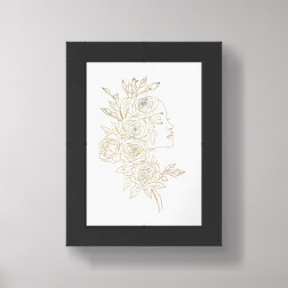 Minimalist Gold Rose Woman Line Art Framed Art