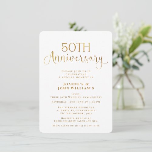 Minimalist Gold Script 50th Wedding Anniversary