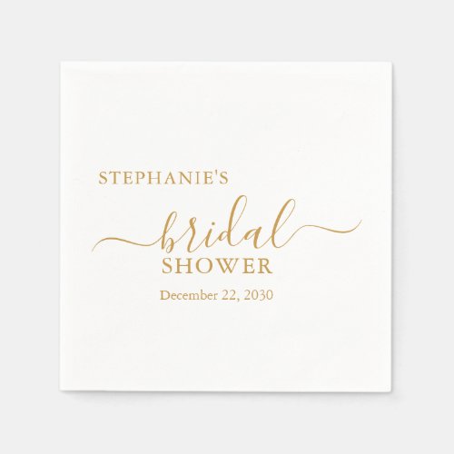 Minimalist Gold Script Bridal Shower Napkins