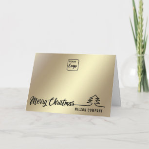 Minimalist gold script Merry Christmas corporate Holiday Card