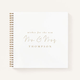 Minimalist Gold Script Mr Mrs Wedding Guest Book