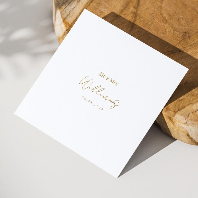 Minimalist Gold Script Mr. & Mrs. Wedding Napkins (Minimalist Gold Script Mr. & Mrs. Wedding Napkins)