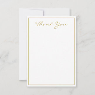 Minimalist Gold Script Thank You Flat Card