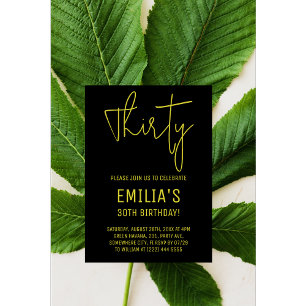 Minimalist Gold Script   Thirtieth Birthday Foil Invitation