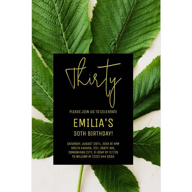Minimalist Gold Script | Thirtieth Birthday Foil Invitation (Creator Uploaded)