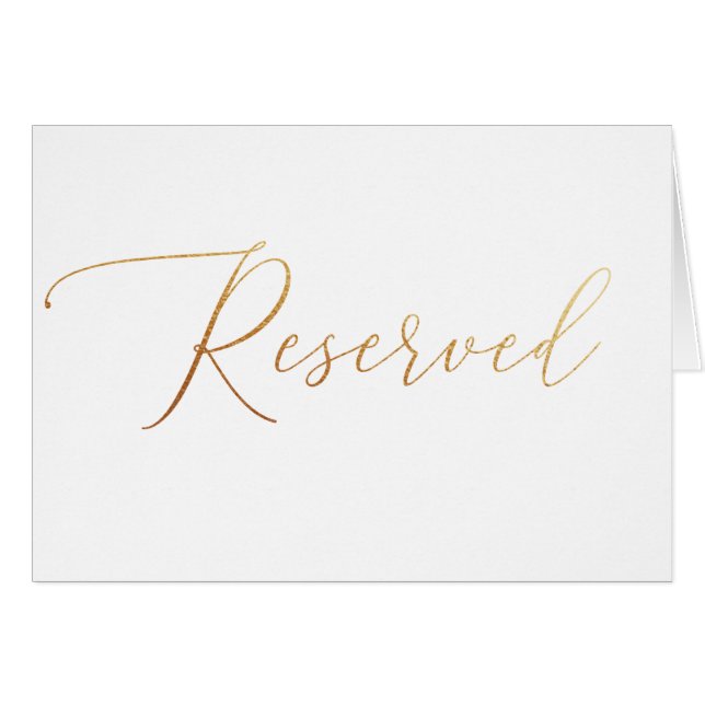Minimalist Gold Script Wedding Reserved Sign Cards (Front Horizontal)