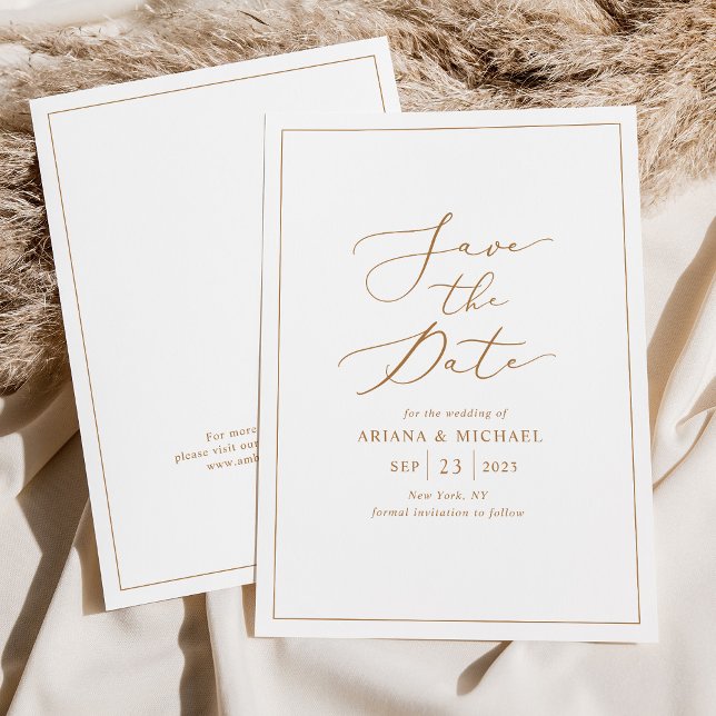 Minimalist Gold Script Wedding Save The Date Card  (Creator Uploaded)