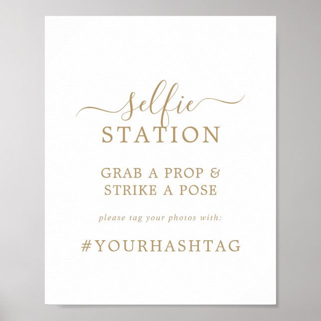 Minimalist Gold Selfie Station Wedding Sign (Front)