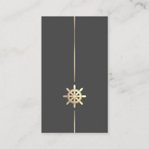 Minimalist Gold Ships Wheel Logo Business Card