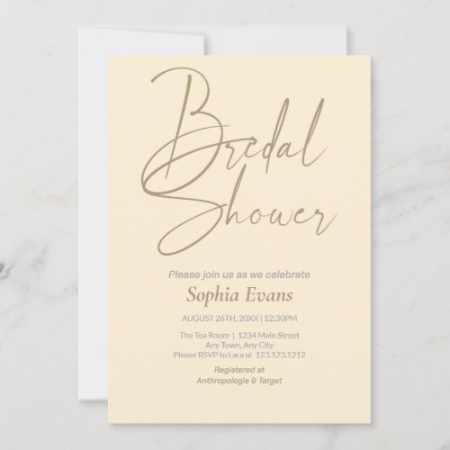 Minimalist Gold Silver Papaya Whip Bridal Shower Invitation