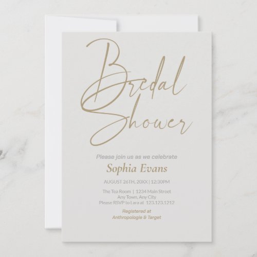 Minimalist Gold Silver Platinum Bridal Shower Invitation