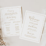 Minimalist Gold Simple Printable Wedding Program<br><div class="desc">This minimalist gold simple printable wedding program is perfect for a simple wedding. The modern romantic design features classic gold and white typography paired with a rustic yet elegant calligraphy with vintage hand lettered style. Customizable in any color. Keep the design simple and elegant, as is, or personalize it by...</div>