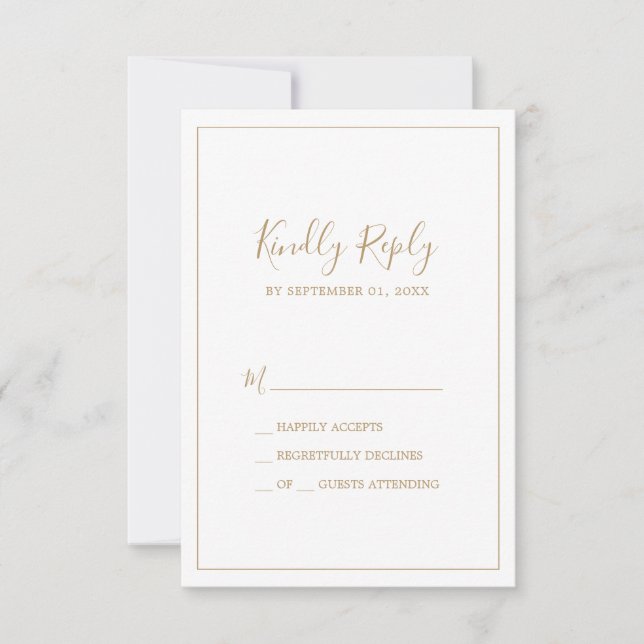 Minimalist Gold Simple RSVP Card (Front)