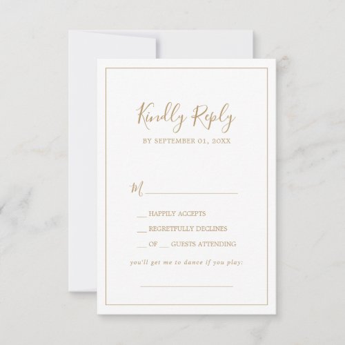 Minimalist Gold Song Request RSVP Card