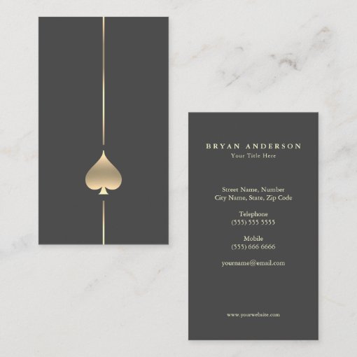 Minimalist Gold Spade Symbol Business Card | Zazzle