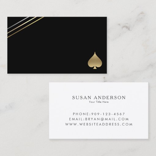 Minimalist Gold Spade Symbol Business Card | Zazzle