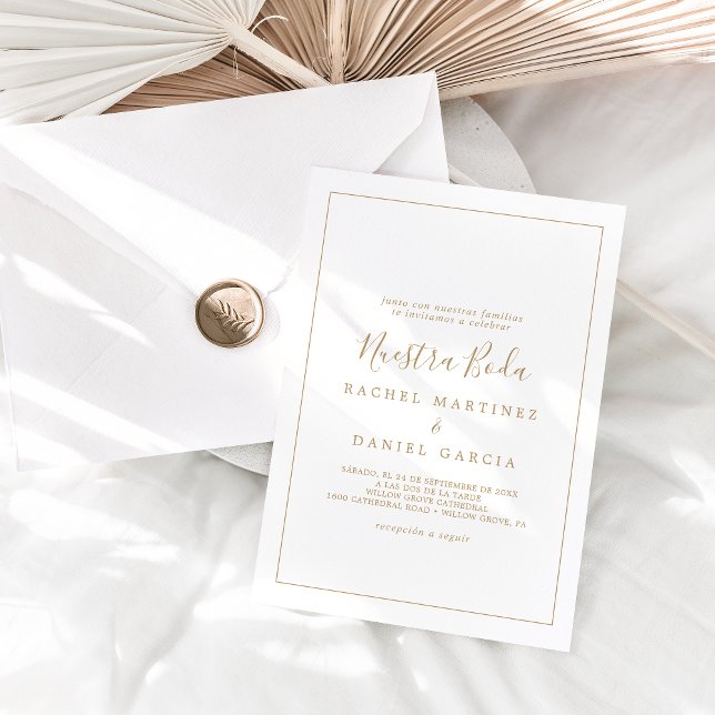 Minimalist Gold Spanish Nuestra Boda Invitation (Creator Uploaded)
