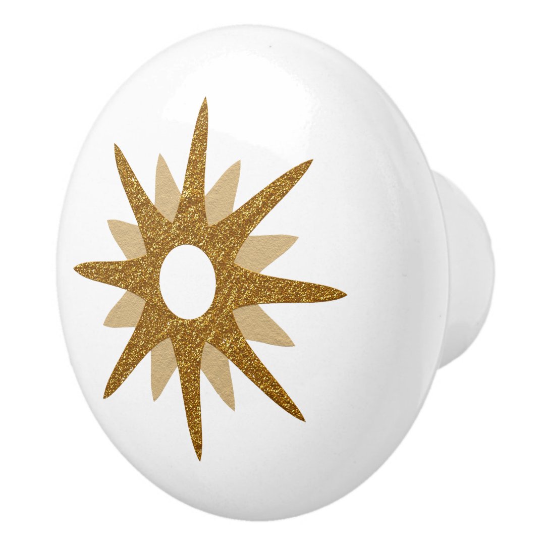 Minimalist Gold Starburst Ceramic Knob Zazzle