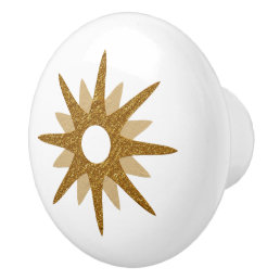 Minimalist Gold Starburst Ceramic Knob