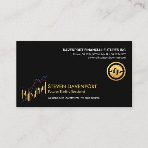 Minimalist Gold Stock Graph Financial Advisor Business Card