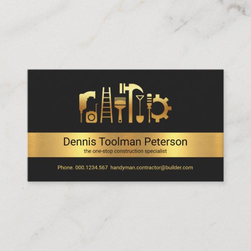 Minimalist Gold Stripe Handyman Tools Business Card