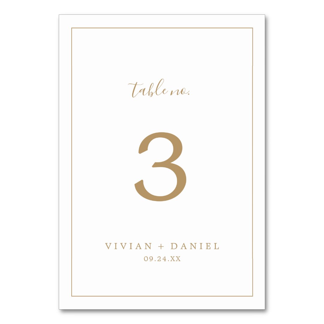 Minimalist Gold Table Number Zazzle