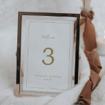 Minimalist Gold Table Number<br><div class="desc">This minimalist gold table number is perfect for a simple wedding. The modern romantic design features classic gold and white typography paired with a rustic yet elegant calligraphy with vintage hand lettered style. Customizable in any color. Keep the design simple and elegant, as is, or personalize it by adding your...</div>