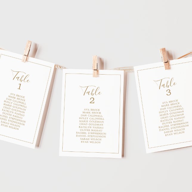 Minimalist Gold Table Number Seating Chart Cards (Creator Uploaded)