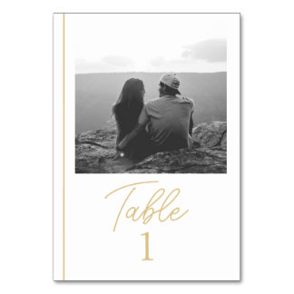 Minimalist Gold Table Number with Photo