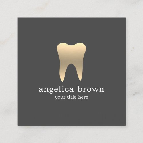 Minimalist Gold Teeth Dental Square Business Card