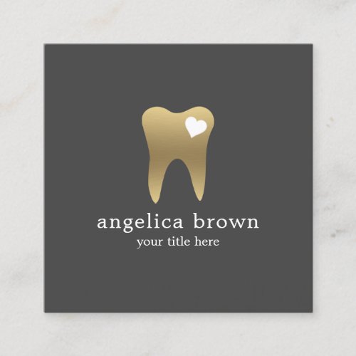 Minimalist Gold Teeth Dental Square Business Card
