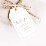 Minimalist Gold Thank You Favor Gift Tags<br><div class="desc">These minimalist gold thank you favor gift tags are perfect for a simple wedding. The modern romantic design features classic gold and white typography paired with a rustic yet elegant calligraphy with vintage hand lettered style. Customizable in any color. Keep the design simple and elegant, as is, or personalize it...</div>