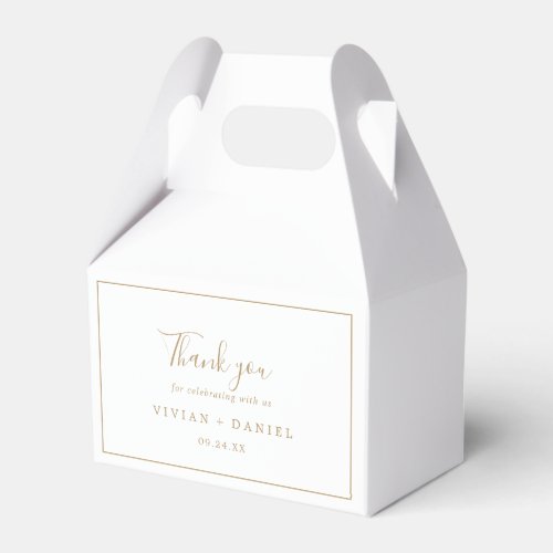 Minimalist Gold Thank You For Celebrating Wedding Favor Boxes