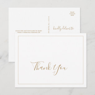 Minimalist Gold Thank You Postcard