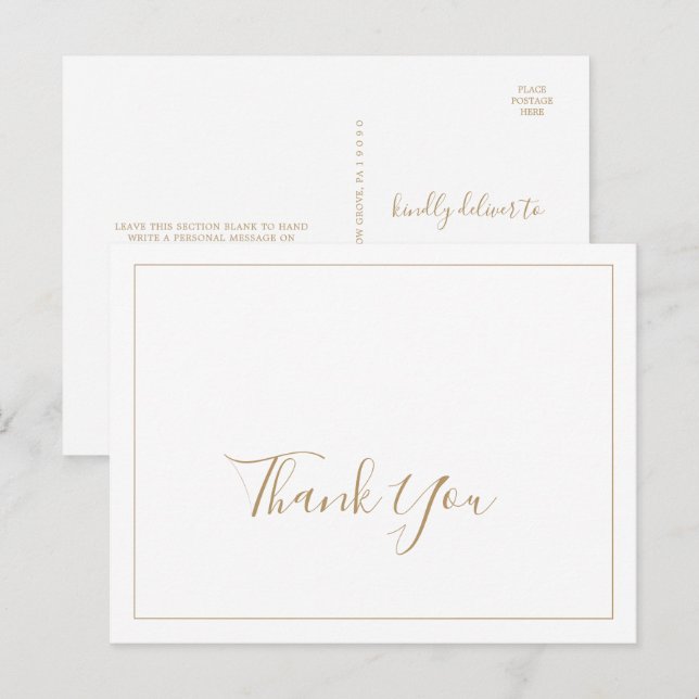 Minimalist Gold Thank You Postcard (Front/Back)