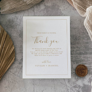 Minimalist Gold Thank You Reception Card