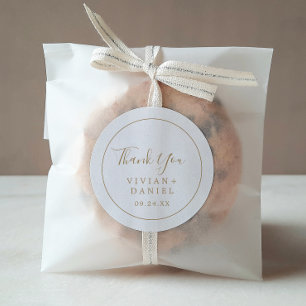 Minimalist Gold Thank You Wedding Favor Sticker