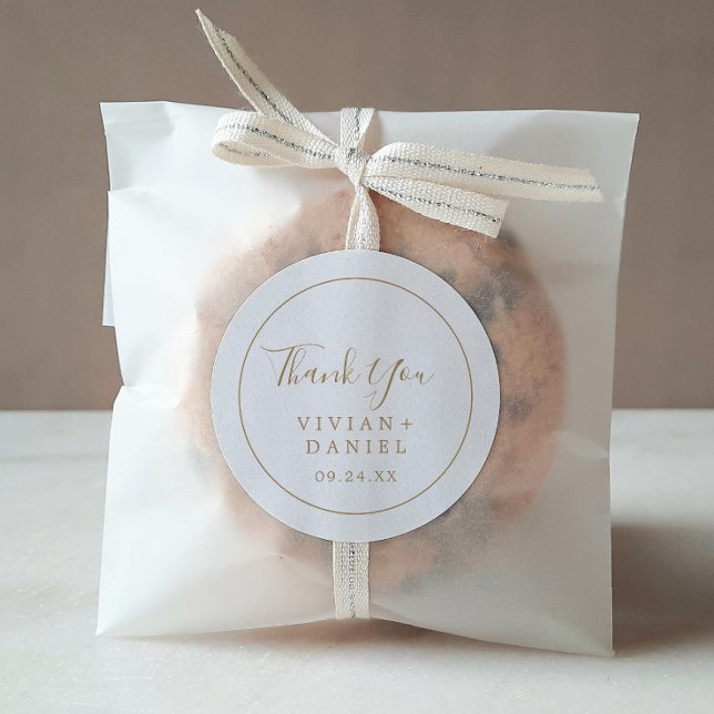 Minimalist Gold Thank You Wedding Favor Sticker (Creator Uploaded)