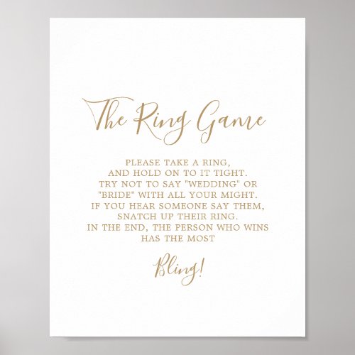 Minimalist Gold The Ring Game Sign