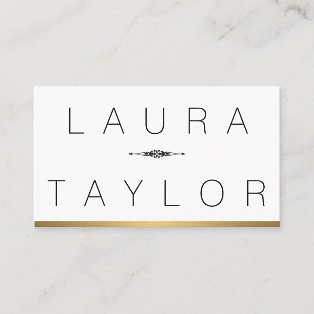 Minimalist Gold Trim Business Card (Front)