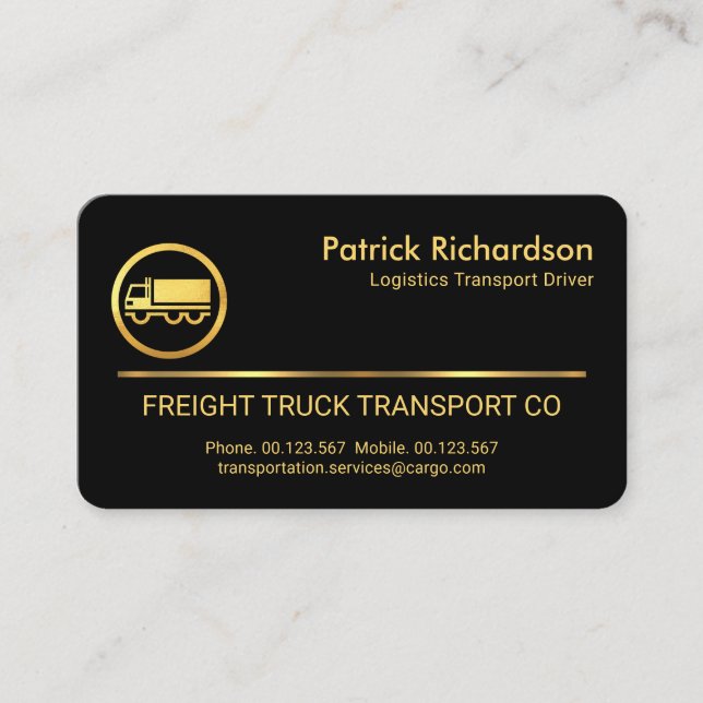 Minimalist Gold Trucking Line Business Card (Front)