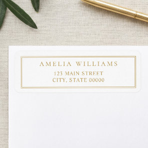 Minimalist Gold Two Border Return Address Label