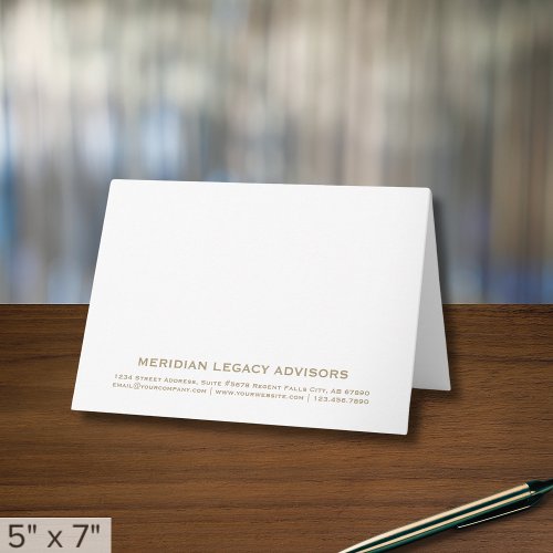Minimalist Gold Typographic Folded Note Card