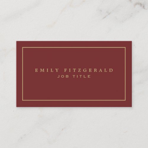 Minimalist Gold Typography  borderburgundy Business Card