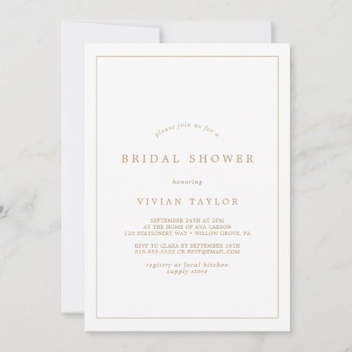 Minimalist Gold Typography Bridal Shower Invitation