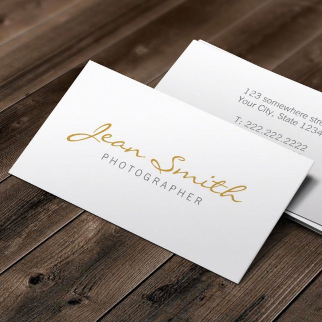 Minimalist Gold Typography Elegant Plain Business Card (Creator Uploaded)