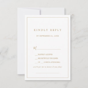 Minimalist Gold Typography Song Request RSVP Card