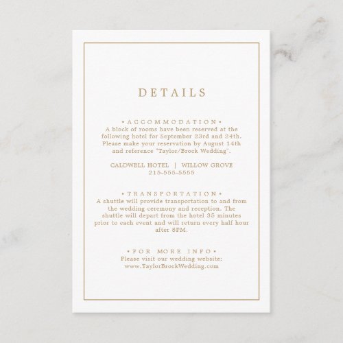 Minimalist Gold Typography Wedding Details