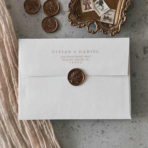 Minimalist Gold Typography Wedding Invitation Envelope